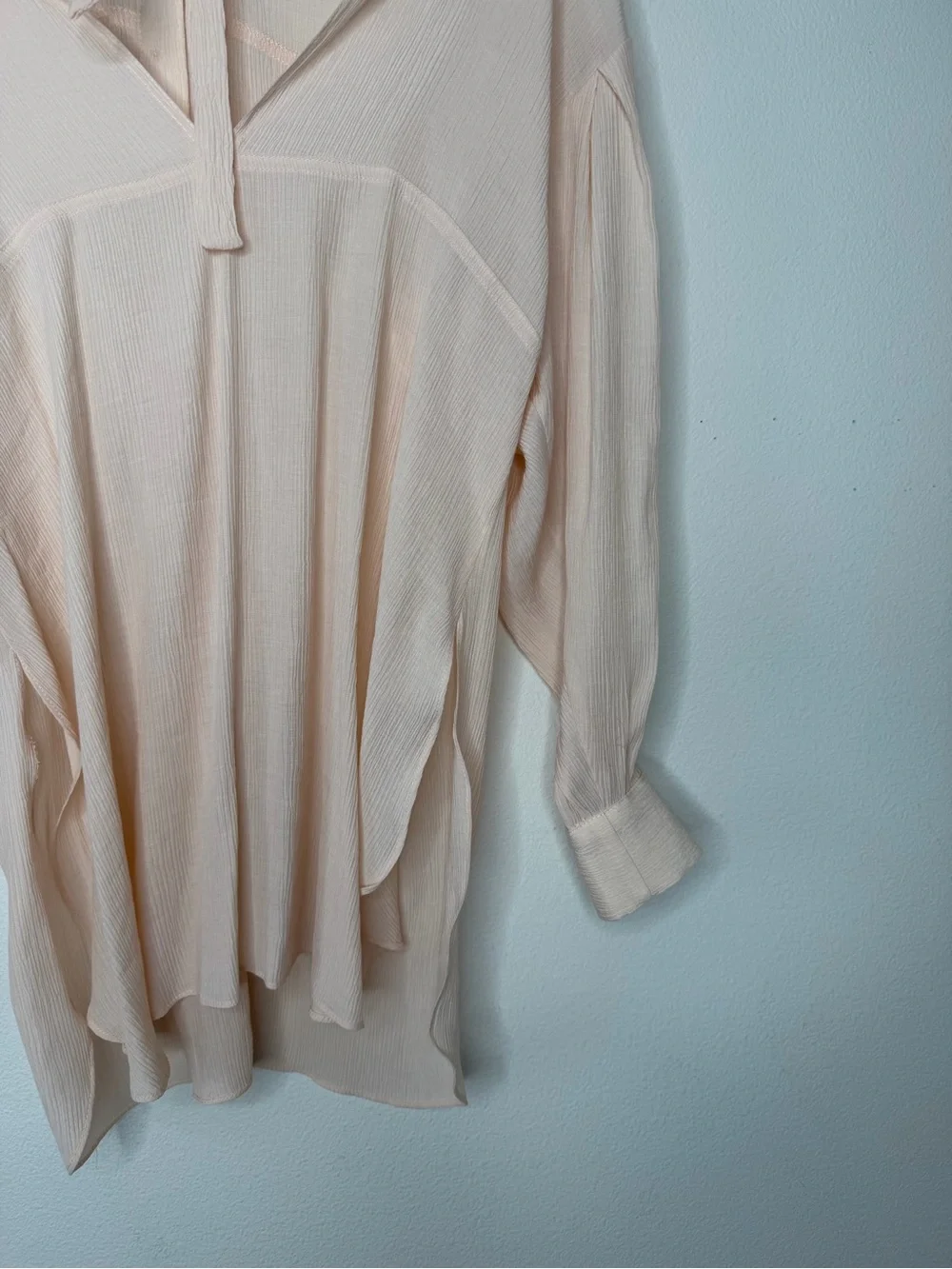New Topshop Tie Back Oversized Shirt Blush Pink Size 4